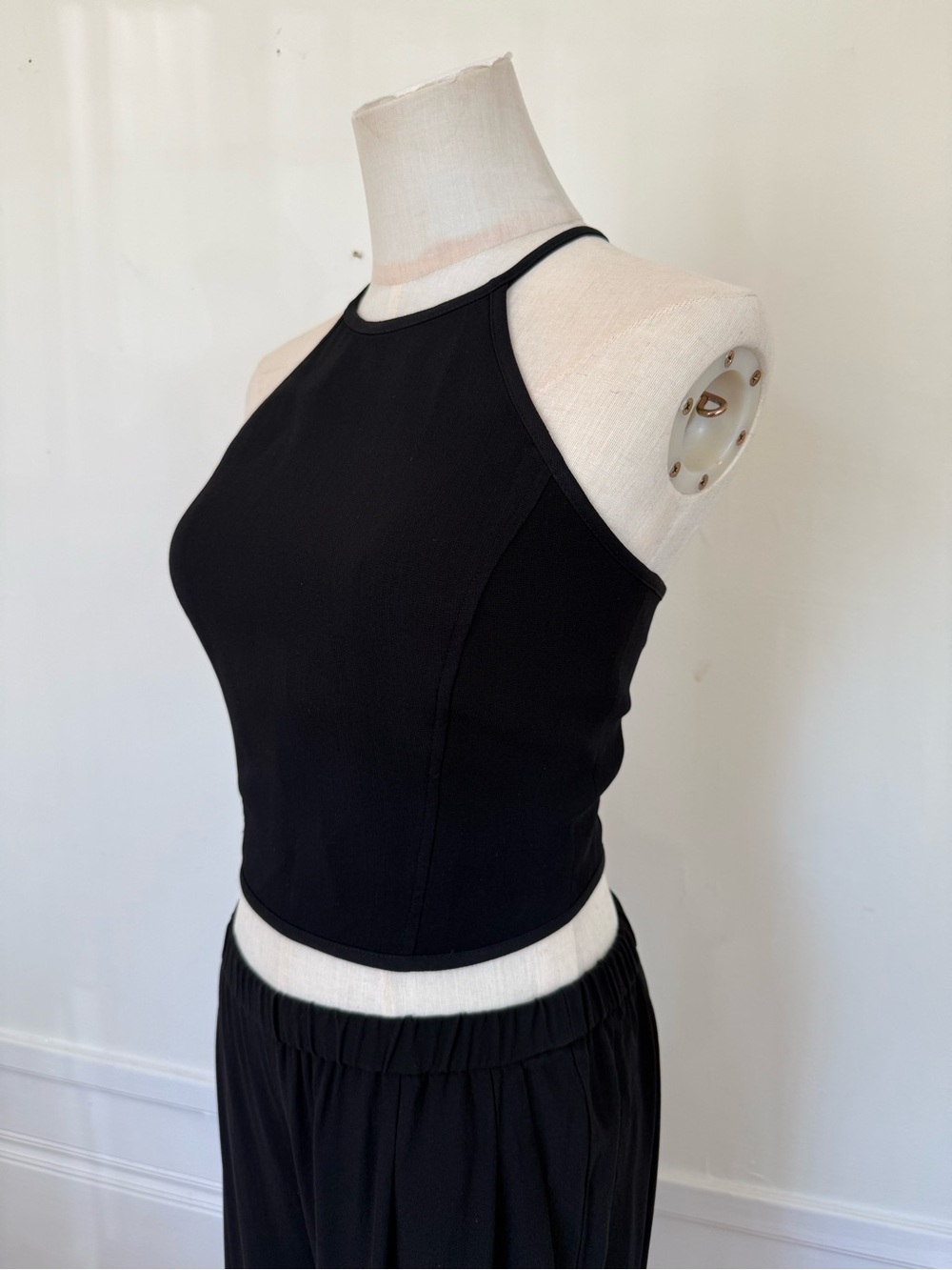 Emporio Armani Black Halter Button Back Crop Top IT 38 S